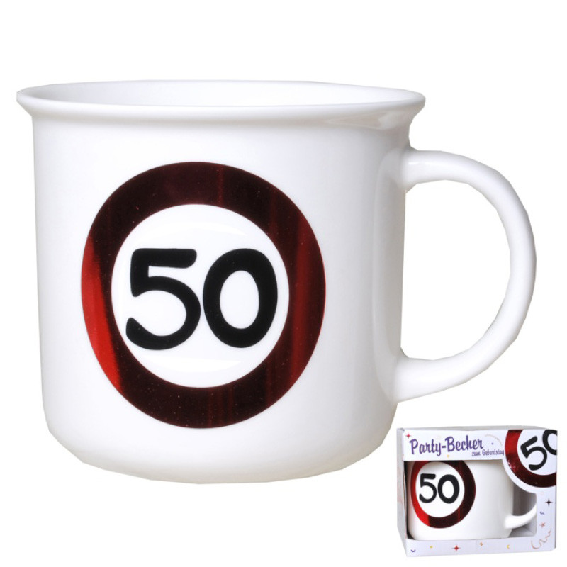 Udo Schmidt Becher Jahreszahl 50 Porzellan 350 ml originelle Geburtstags-Tasse zum 50 Geburtstag